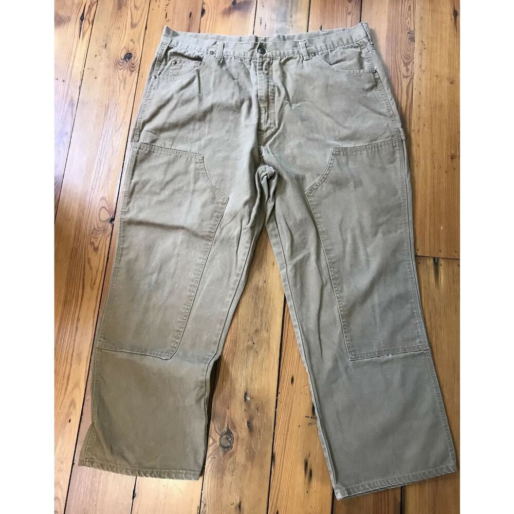Bear River Workwear Tan Beige Wide Leg Carpenter Cargo Work Pants 42x30 42